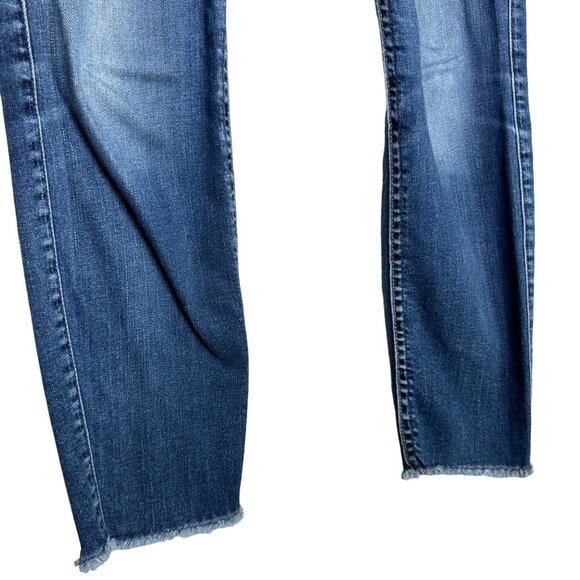 7 For All Mankind Raw Hem Ankle Skinny Jeans Size 27 Medium Wash Mid Rise - Picture 4 of 11
